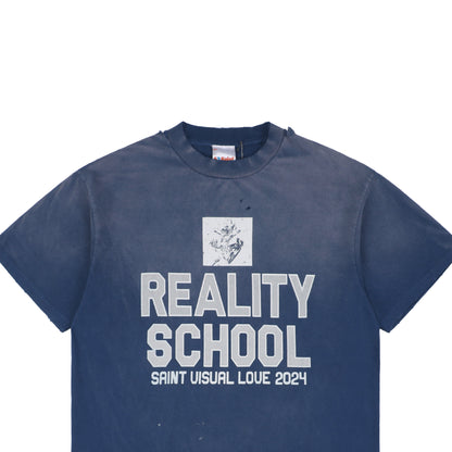 Saint Michael Reality School Distressed S/S T-Shirt – Blue