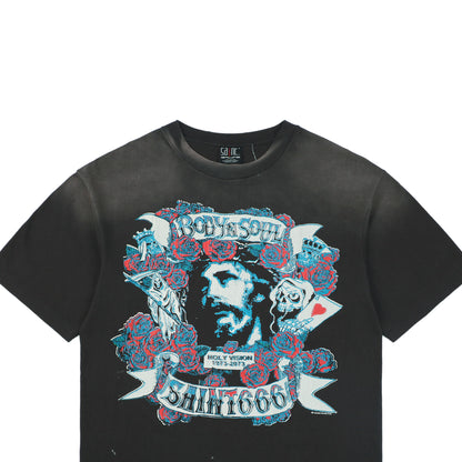 Saint Michael Body N Soul S/S T-Shirt – Washed Black