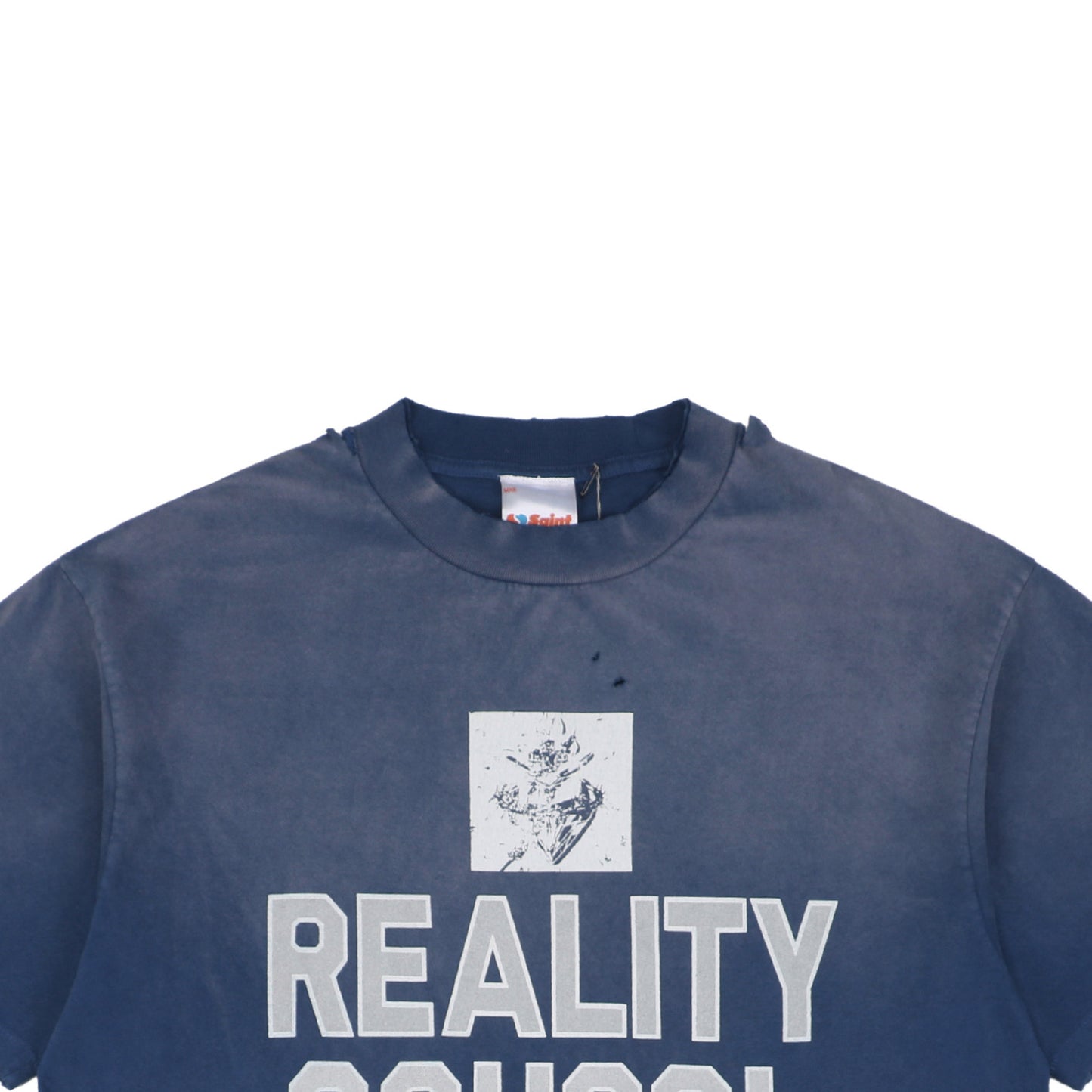 Saint Michael Reality School Distressed S/S T-Shirt – Blue