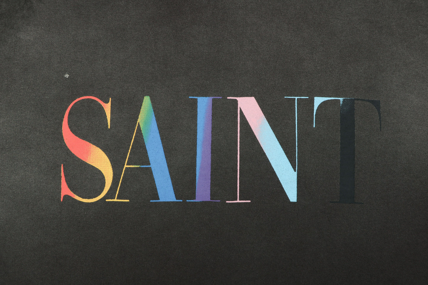 Saint Michael Rainbow Logo Distressed T-Shirt – Washed Black