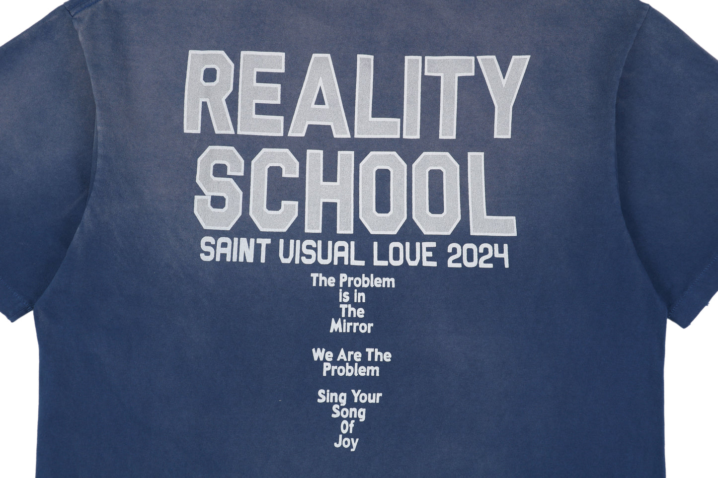 Saint Michael Reality School Distressed S/S T-Shirt – Blue