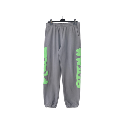 Sp5der Side Leg Logo Sweatpant – Grey / Neon Green
