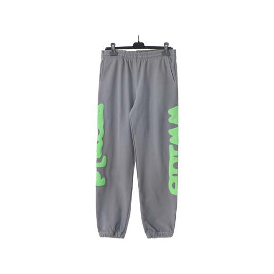 Sp5der Side Leg Logo Sweatpant – Grey / Neon Green