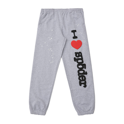 Sp5der “I ❤️ Sp5der” Sweatpant – Black / Grey