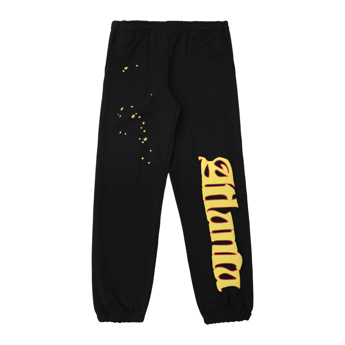 Sp5der Gothic Script Star Sweatpant – Black / Yellow